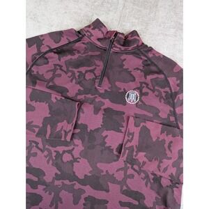 UNRL Barstool Sports Pullover Mens M Burgendy Camo Quarter Zip Logo Sweatshirt